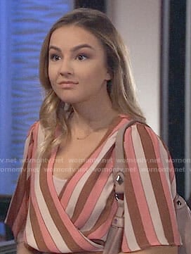 Kristina’s pink striped wrap top on General Hospital