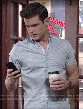 Kyle's blue diamond print shirt on The Young and the Restless