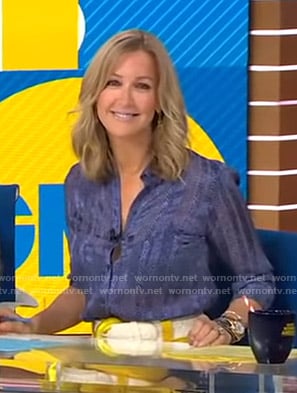 Lara’s blue herringbone shirt on Good Morning America