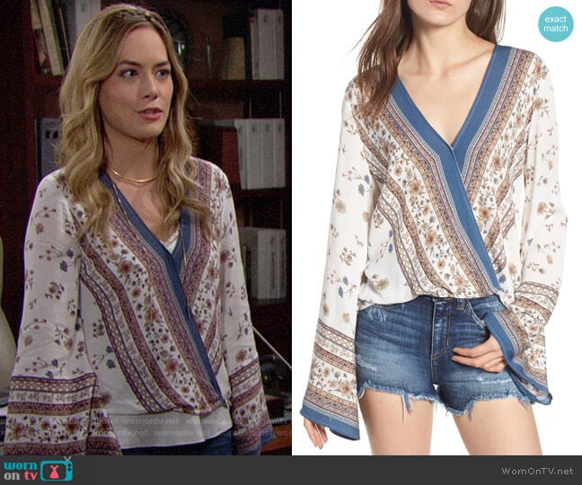 Lost + Wander Tulum Bell Sleeve Top worn by Hope Logan (Annika Noelle) on The Bold and the Beautiful