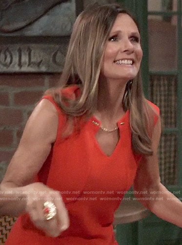 Lucy's orange dress with chain keyhole on General Hospital