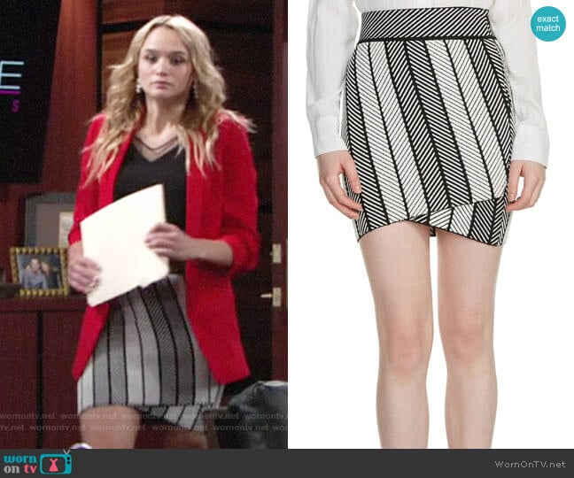 Maje Jessy Herringbone Skirt worn by Summer Newman (Hunter King) on The Young and the Restless