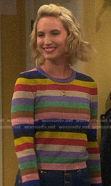 Mandy's rainbow striped sweater on Last Man Standing