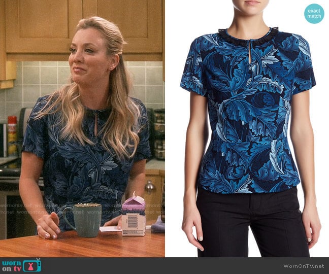 Marc by Marc Jacobs Printed Peplum Blouse worn by Penny Hofstadter (Kaley Cuoco) on The Big Bang Theory