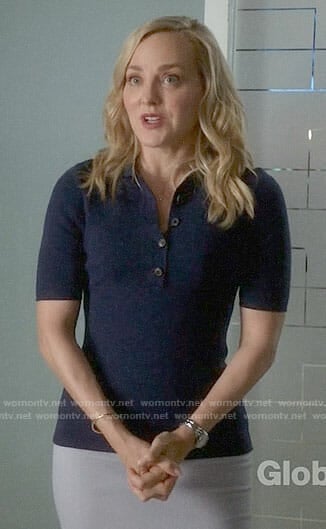 Marissa's navy polo top on Bull