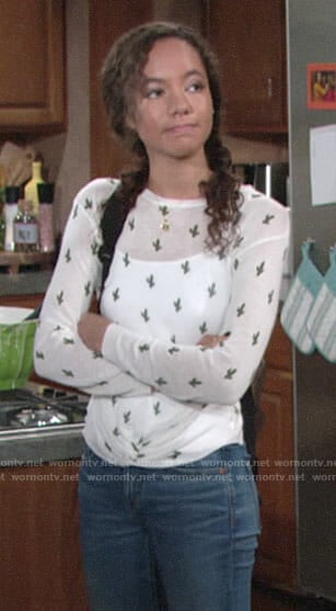 Mattie’s cactus print sweater on The Young and the Restless