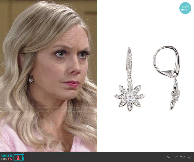 Nadri CZ Flower Drop Earrings worn by Abby Newman (Melissa Ordway) on The Young and the Restless