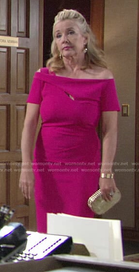 Nikki's pink off-shoulder dress on The Young and the Restless