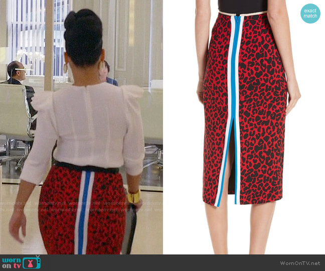 No.21 Leopard Print Pencil Skirt worn by Tegan Price (Amirah Vann) on How to Get Away with Murder