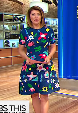 Norah’s blue floral knit dress on CBS This Morning