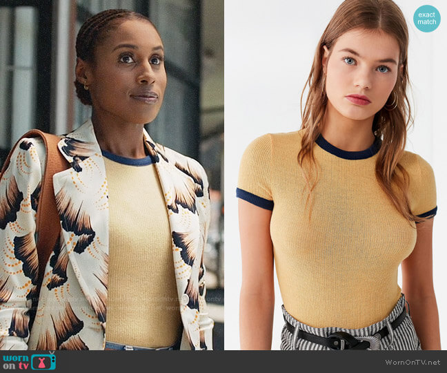 Urban Outfitters Out From Under Billie Ringer Crew T-shirt worn by Issa Dee (Issa Rae) on Insecure