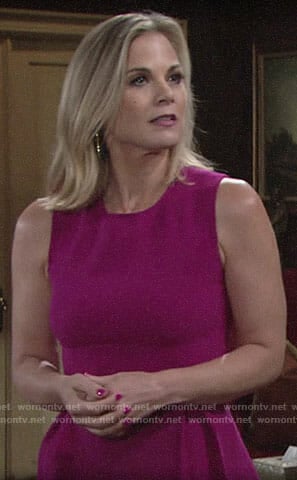 Phyllis's pink peplum top and black earrings on The Young and the Restless