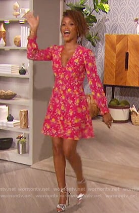 Eve’s pink floral mini dress on The Talk