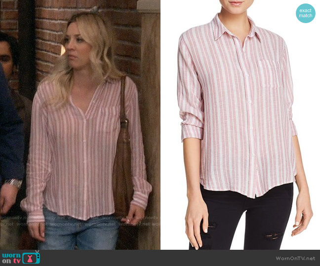 Rails Bordeaux Stripe Charlie Top worn by Penny Hofstadter (Kaley Cuoco) on The Big Bang Theory