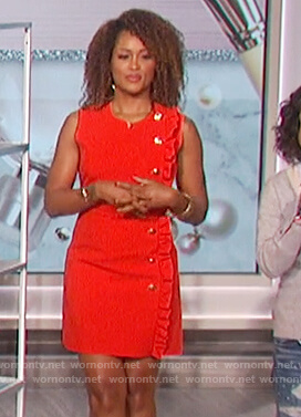Eve’s red button embellished dress on The Talk