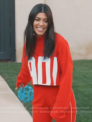Kourtney’s red cropped top on Keeping Up with the Kardashians