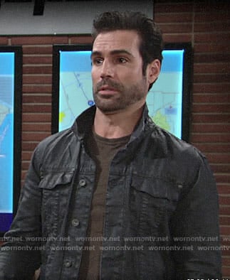 Rey's black trucker jacket on The Young and the Restless