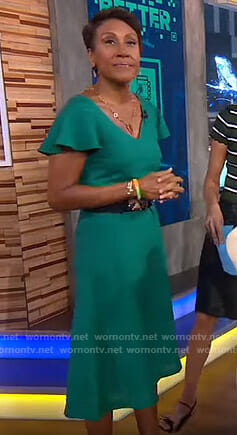 Robin’s green flutter sleeve dress on Good Morning America