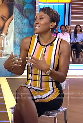 Robin’s orange striped sleeveless dress on Good Morning America