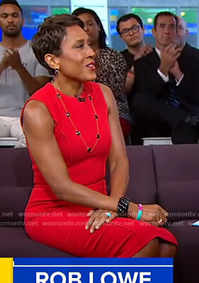 Robin’s red sleeveless sheath dress on Good Morning America