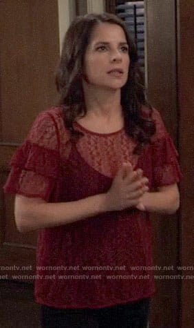 Sam’s red lace top on General Hospital