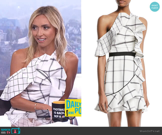 Check Draped Frill Mini Dress by Self Portrait worn by Giuliana Rancic on E! News