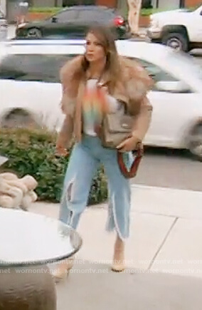 Kelly's blue front slit pants and Gucci bag on The Real Housewives of Orange County