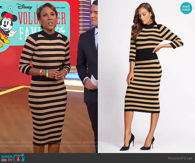 Stripe Sweater Dress - Gabrielle Union Collection by New York & Company worn by Robin Roberts on Good Morning America