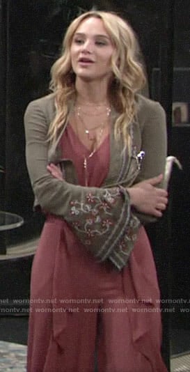 Summer's cropped embroidered jacket on The Young and the Restless