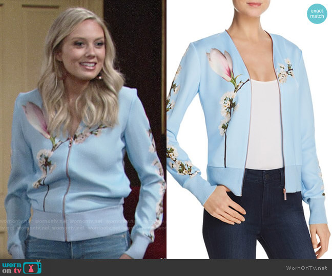 Ted Baker Jayniee Harmony Bomber Jacket worn by Abby Newman (Melissa Ordway) on The Young and the Restless