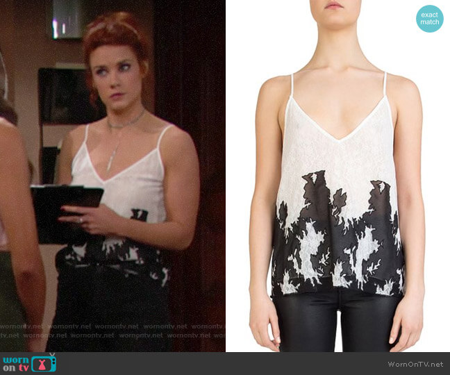 The Kooples Mesh-Inset Lace Cami worn by Sally Spectra (Courtney Hope) on The Bold and the Beautiful