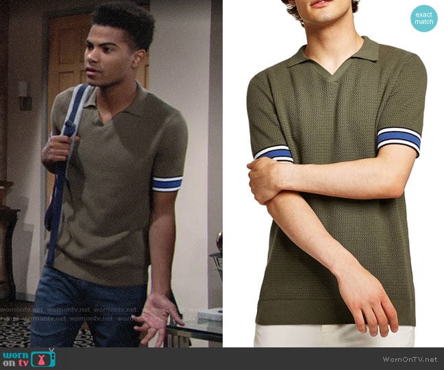 Topman Revere Collar Polo worn by Charlie Ashby (Noah Alexander Gerry) on The Young and the Restless