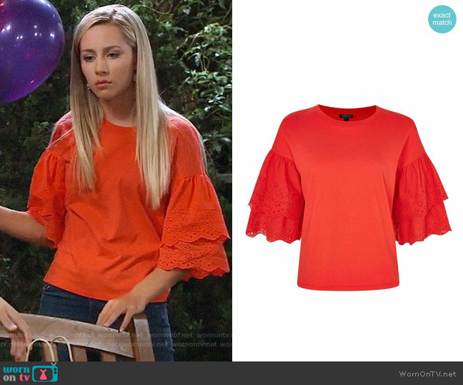 Topshop Eyelet Layer Sleeve Tee T-Shirt worn by Josslyn Jacks (Eden McCoy) on General Hospital