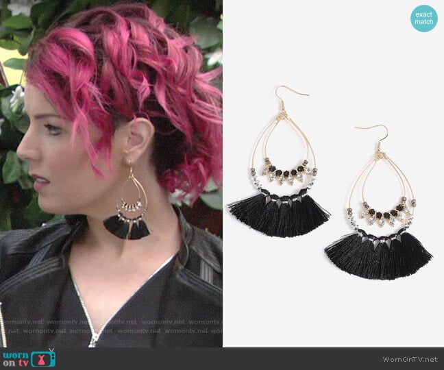 Topshop Facet Bead Tassel Drop Earrings worn by Sinead on The Young and the Restless