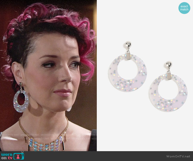 Topshop Glitter Star Hoop Earrings worn by Sinead on The Young and the Restless