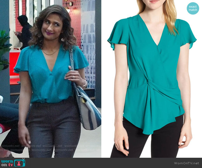 Trouve Knot Front Blouse worn by Emet Kamala-Sweetzer (Sarayu Blue) on I Feel Bad