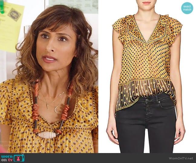 Ulla Johnson Avery Top worn by Emet Kamala-Sweetzer (Sarayu Blue) on I Feel Bad