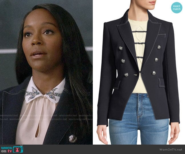 Veronica Beard Miller Blazer in Navy worn by Michaela Pratt (Aja Naomi King) on How to Get Away with Murder