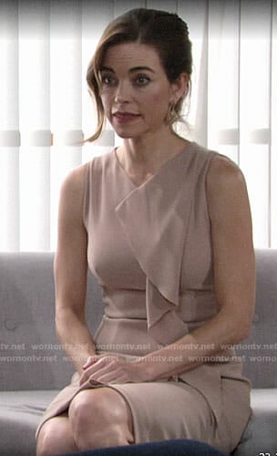 Victoria’s sleeveless dress with ruffle front on The Young and the Restless