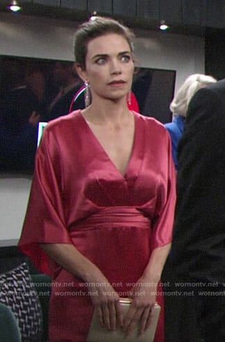 Victoria’s pink kimono sleeve dress on The Young and the Restless