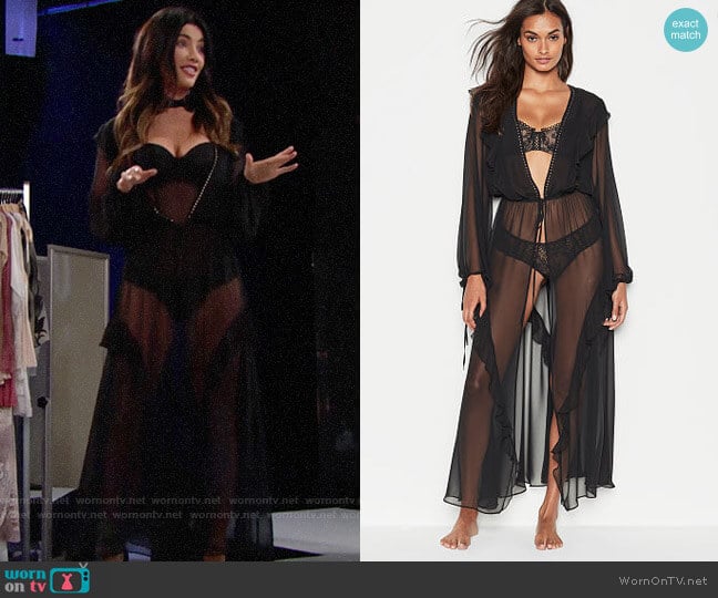 Victorias Secret Plunge Ruffle Robe worn by Steffy Forrester (Jacqueline MacInnes Wood) on The Bold and the Beautiful