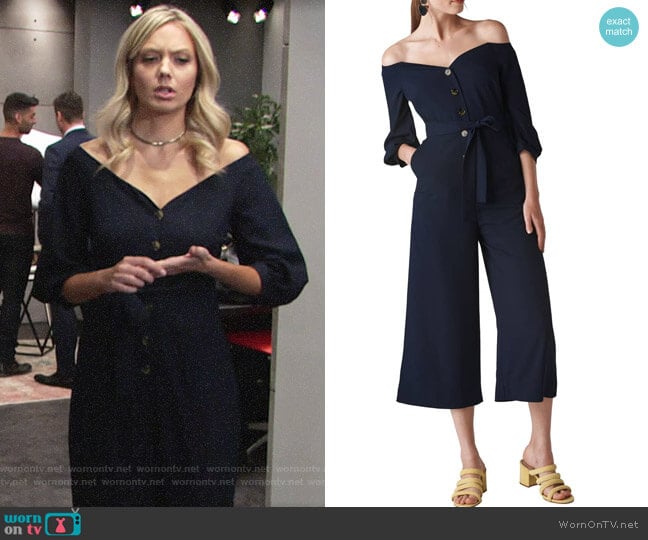 Whistles Carina Off Shoulder Crop Jumpsuit worn by Abby Newman (Melissa Ordway) on The Young and the Restless