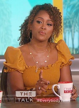 Eve’s yellow smocked top on The Talk