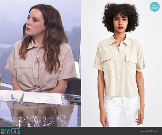 Short Shirt by Zara worn by Melanie Bromley on E! News