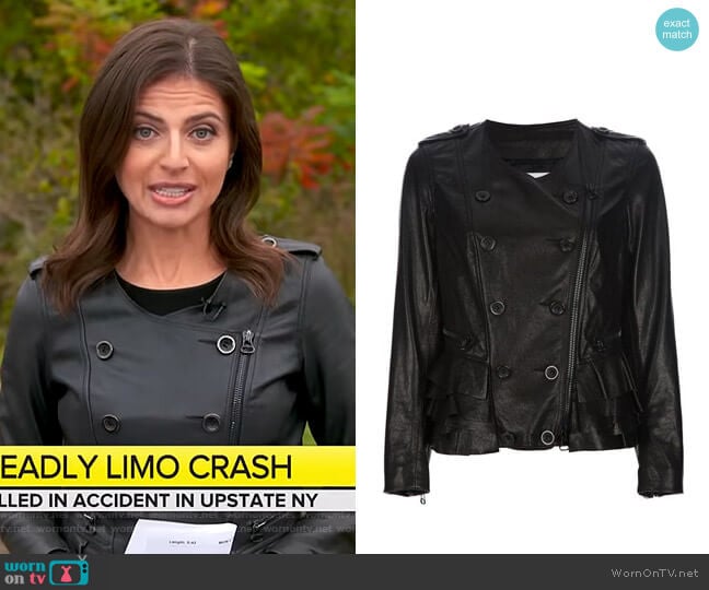 Leather Zip-Up Jacket by 3.1 Phillip Lim worn by Bianna Golodryga on CBS Mornings