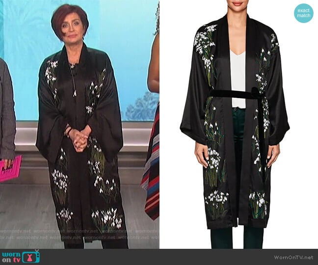 Helena Floral Silk Long Kimono by Alice Archer worn by Sharon Osbourne on The Talk