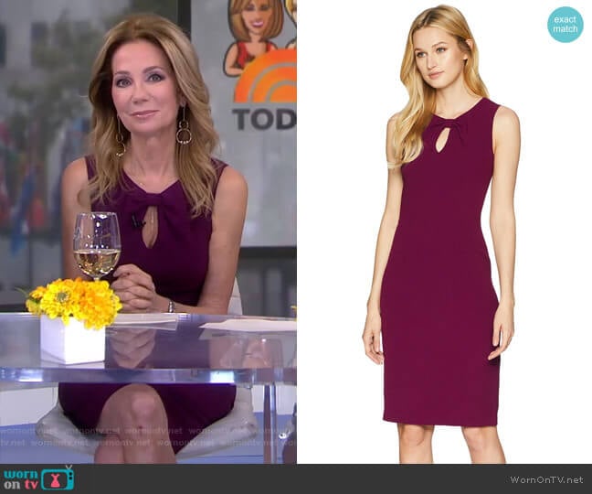 Textured Crepe Draped Neckline Sheath Dress by Adrianna Papell  worn by Kathie Lee Gifford on Today