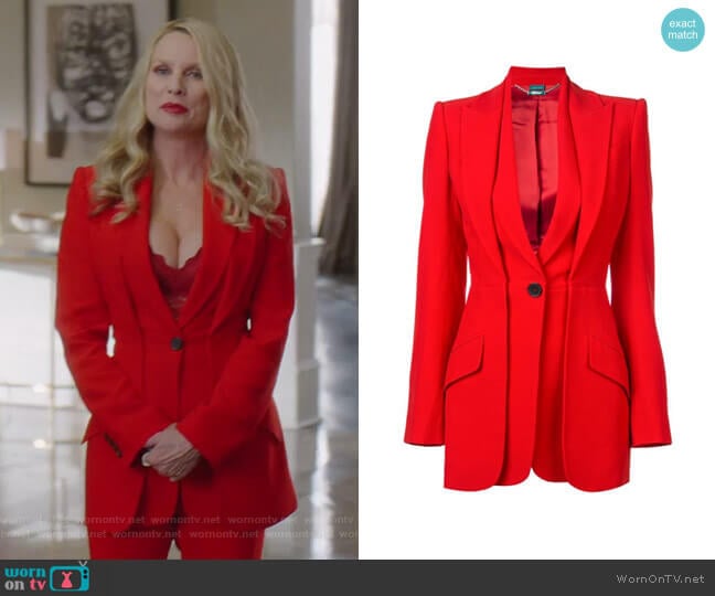 Layered Look Tailored Jacket by Alexander McQueen worn by Alexis Carrington (Elaine Hendrix) on Dynasty