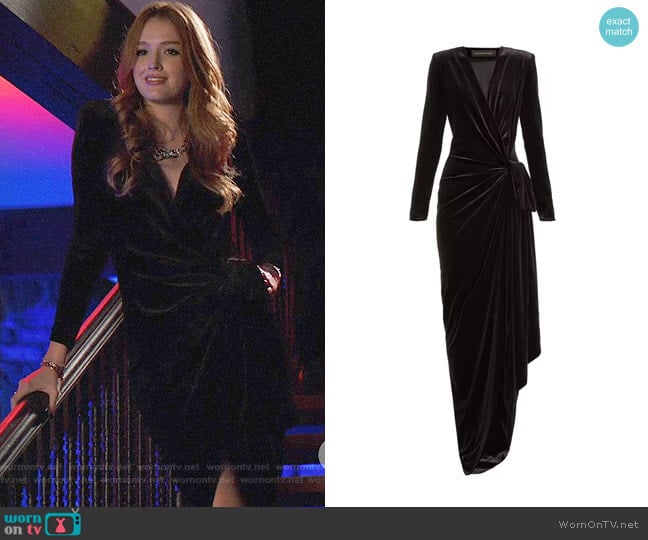 Alexandre Vauthier Gathered velvet wrap gown worn by Kirby Anders (Maddison Brown) on Dynasty