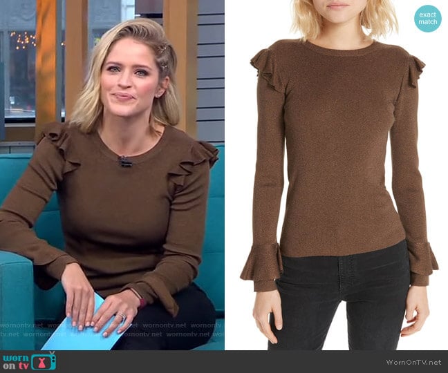 WornOnTV: Sara’s brown ruffled sweater on GMA Day | Sara Haines